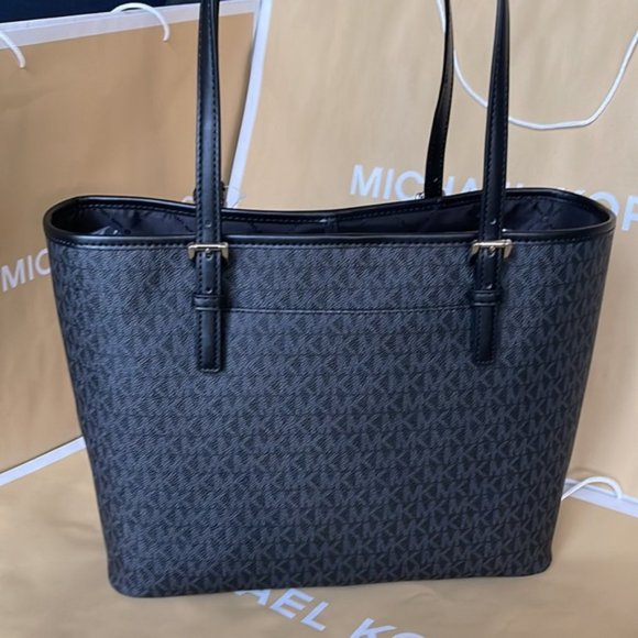 Michael Kors Jet Set Travel Medium Carryall Tote Black Multi - Picture 11 of 14